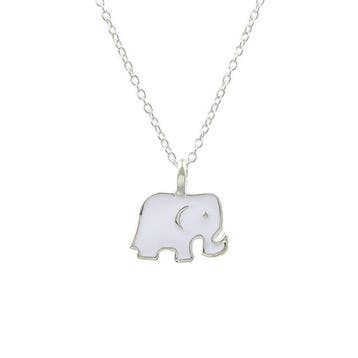 Fako Bijoux - Ketting - Olifantje Wit - Zilverkleurig, Verzenden, Nieuw