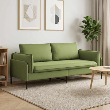 vidaXL 3-Zits Bank 3-zits Lichtgroen 222 x 81 x 89 cm, Huis en Inrichting, Verzenden, Stof, 200 tot 250 cm, Driepersoons