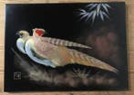 Signed Seiho / Wooden Lacquer painted art panel / Japanese
