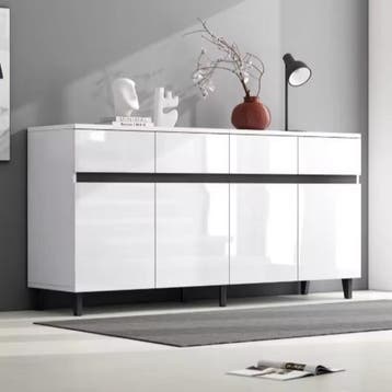 Hoogglans Dressoir 160 cm – 4 Lades en 2 Deuren Opbergkast, Verzenden, Nieuw