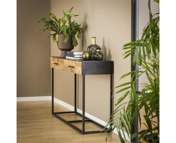 Haltafel Metal Wood | 120 cm, Huis en Inrichting, Tafels | Sidetables, Nieuw, Ophalen of Verzenden