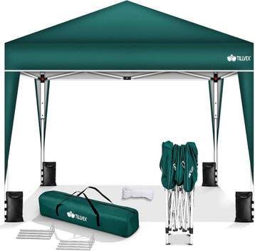 Tillvex® Partytent - 3x3m - Paviljoen - Easy Up - Groen, Tuin en Terras, Verzenden, Zo goed als nieuw