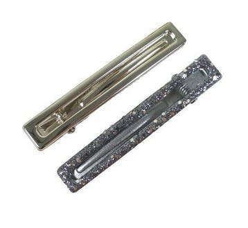Haarspeld Duckklemmen 6cm – Recht – Glitter & Glans – Zilver, Nieuw