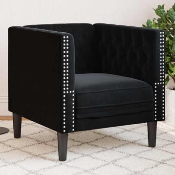 vidaXL Fauteuil Chesterfield-stijl fluweel zwart, Verzenden, Nieuw, Eenpersoons, Stof