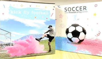 Genderreveal voetbal + 1 zakje roze en 1 zakje blauwe poeder, Ophalen of Verzenden, Nieuw, Feestartikel, Geboorte of Huwelijk