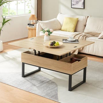 Salontafel Rauli eikenkleurig en zwart 100x50x47 cm [en.casa, Verzenden, Nieuw