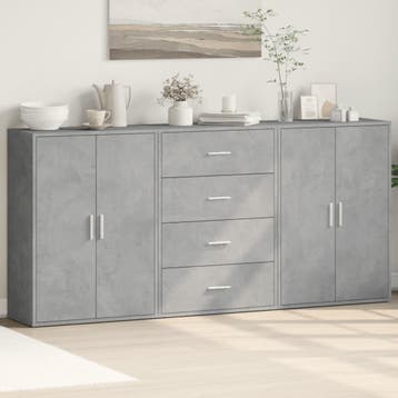 vidaXL Dressoirs 3 st 60x31x84 cm bewerkt hout betongrijs, Huis en Inrichting, Verzenden, Nieuw, Overige houtsoorten, 50 tot 100 cm