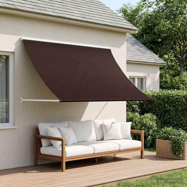 vidaXL Markies Bruin 350 x 150 cm 180 g / m² Polyester met, Tuin en Terras, Zonneschermen, Nieuw, Verzenden