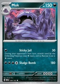 Muk 089/165 reverse holo pokemon 151, Hobby en Vrije tijd, Verzamelkaartspellen | Pokémon, Losse kaart, Nieuw, Foil, Ophalen of Verzenden