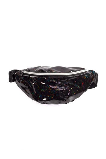 KIMU® Heuptasje Zwart Holografisch Iridescent Glitter Heupta, Ophalen of Verzenden, Nieuw, Zwart, Overige typen