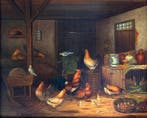Hermanus Van Tankeren (1900-1980) - Haan met kippen op hooi