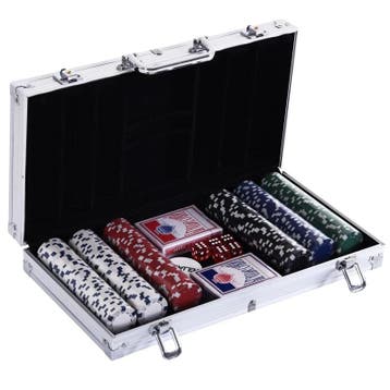 TRUUSK Pokerset - 300 Pokerchips - 2 Pak Kaarten - 5 Dobbels, Verzenden, Nieuw