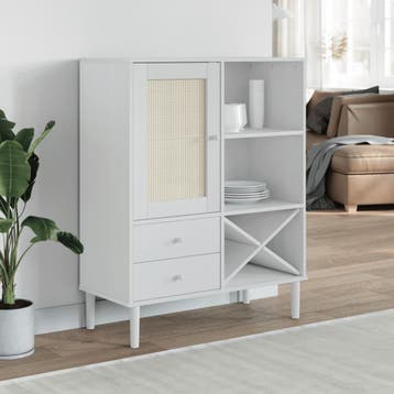vidaXL buffetkast SENJA 90x40x112 cm rattan look massief, Verzenden, 100 tot 150 cm, Nieuw, 50 tot 100 cm