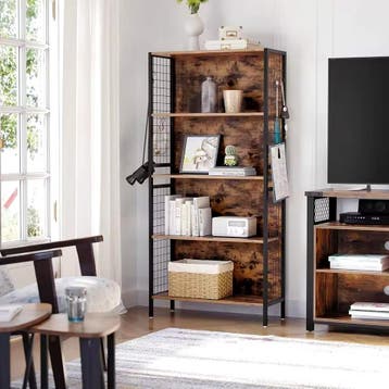 Industrieel Boekenrek met 4 S-Haken – Boekenkast 74x30×155cm, Huis en Inrichting, Met plank(en), Verzenden, Nieuw, 50 tot 100 cm