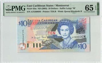 2003 East Caribbean States 10 Dollars Montserrat Pick 43m..., Verzenden