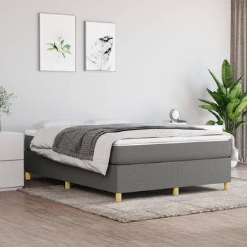 vidaXL Boxspring met matras stof donkergrijs 140x190 cm, Verzenden, Nieuw, Tweepersoons, 140 cm