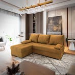 *SALE* Slaapbank/Hoekbank met opbergruimte Rio Okergeel €449, Huis en Inrichting, Verzenden, Hoekbank, 75 tot 100 cm, 200 tot 250 cm