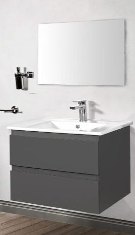 Badmeubel 100 x 46 cm hoogglans grijs met keramische, Ophalen of Verzenden, Nieuw, Bad