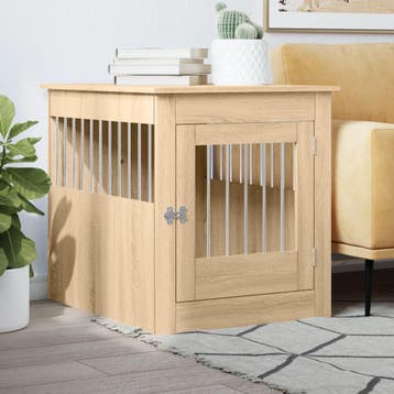 vidaXL Hondenbench 64,5x80x71 cm bewerkt hout sonoma, Dieren en Toebehoren, Hondenhokken, Verzenden, Nieuw