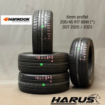 205/45/17 88W * Hankook zomerbanden 6mm profiel 4X, Auto-onderdelen, Gebruikt, 17 inch, Band(en), Personenwagen