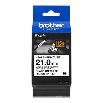 Brother HSe-251E krimpkous tape zwart op wit 21 mm, Computers en Software, Printerbenodigdheden, Verzenden, Nieuw, Printertape