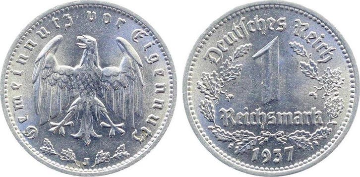 Duitsland 1 Reichsmark 1937 J prfr/stgl J 354, Postzegels en Munten, Munten | Europa | Niet-Euromunten, Verzenden