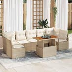 vidaXL Tuin Sofa Set met kussen 8 pcs Beige en Crème, Verzenden, Nieuw, Rotan, 8 zitplaatsen