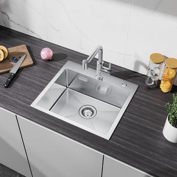 Spoelbak - Wasbak - Gootsteen - 50x45 cm - Zilver - CECIPA, Huis en Inrichting, Keuken | Keukenelementen, Verzenden, Zo goed als nieuw