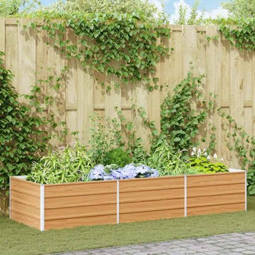 vidaXL Verhoogde plantenbak Licht Bruin 240 x 80 x 45 cm, Verzenden, Nieuw, Metaal, 60 tot 100 cm
