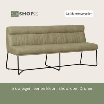 Leren eetkamerbank Cuddle (180 cm), Huis en Inrichting, 150 tot 200 cm, Nieuw, Ophalen of Verzenden, Rechte bank