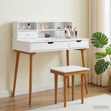 vidaXL Toilettafel Set FAUSKE 3 st Wit 100 x 50 x 103,5 cm, Verzenden, Nieuw