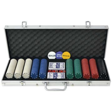 vidaXL Pokerset met 500 chips aluminium, Verzenden, Nieuw