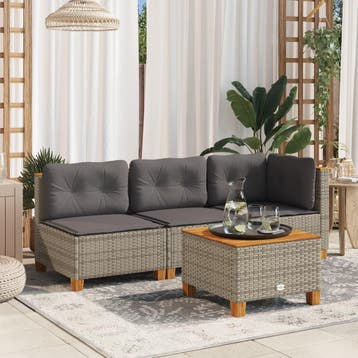 vidaXL Tuinbank zonder armleuning met kussens poly rattan, Verzenden, Nieuw