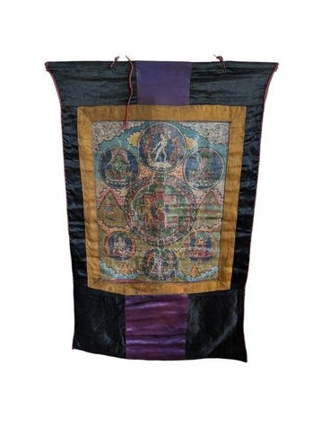 Oude thangka Mandala van Boeddha Shakyamuni. - Tibet -