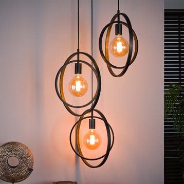 *WOONWINKEL* Hanglamp Metalen Ringen Zwart, Huis en Inrichting, Lampen | Hanglampen, Verzenden, Nieuw