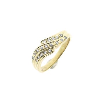 Gouden ring met diamanten; 0,095 ct., Gebruikt, Ophalen of Verzenden, Kleiner dan 17, Met edelsteen
