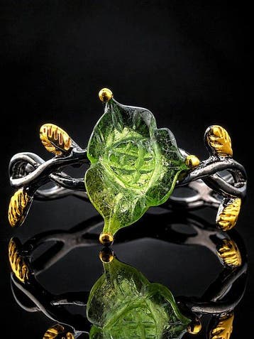 Groene toermalijnring - 925 sterlingzilver - Botanisch