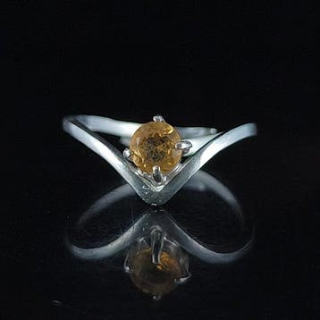 Citrien - Zilver - Ring met amulet - Steen van overvloed