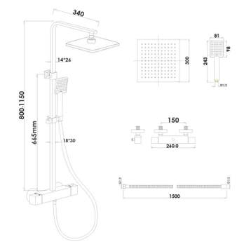 Douchepaneel Zwart | Regendouche | Nieuw | OP=OP, Doe-het-zelf en Verbouw, Sanitair, Ophalen of Verzenden, Nieuw, Rvs, Douche
