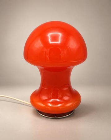 Lamp - Glas - Vintage oranje Space Age mushroom tafellamp –