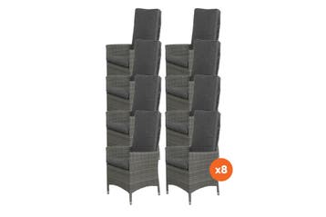 VDG Set van 8 - Timber wicker verstelbare tuinstoel -, Verzenden, Nieuw, Overige materialen