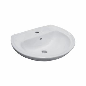 Wastafel VM Isifix Atlas 50x41cm Porselein Wit Met Overloop, Ophalen of Verzenden, Nieuw