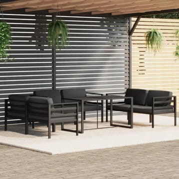 vidaXL 7-delige Loungeset met kussens aluminium, Tuin en Terras, Tuinsets en Loungesets, Verzenden, Nieuw, Aluminium, Loungeset