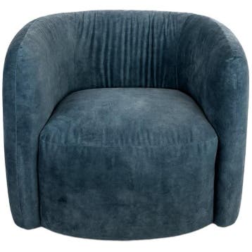 Blauw Fluwelen Fauteuil - Ongebruikt, 75 tot 100 cm, Ophalen of Verzenden, Zo goed als nieuw, 75 tot 100 cm