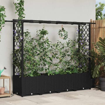 vidaXL Verhoogd Bed met Trellis en Dak Zwart 203 x 40 x 136, Verzenden, Nieuw, Minder dan 60 cm, 60 cm of meer
