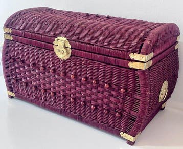 Opbergkoffer - rotan, metaal - Groot, vintage van riet