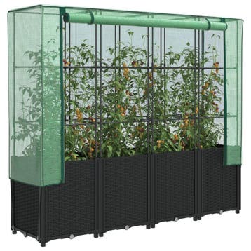 vidaXL Verhoogde plantenbak met kashoes rotanlook 160x40x153, Tuin en Terras, Bloembakken en Plantenbakken, Verzenden, Nieuw, Kunststof