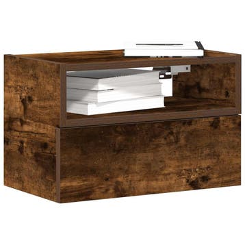 vidaXL Nachtkastje wandgemonteerd 45x26x28,5 cm gerookt, Minder dan 45 cm, Verzenden, Nieuw, Minder dan 55 cm