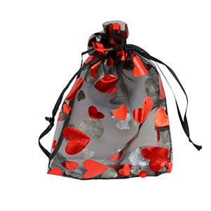 20 x Sieraad zakje organza 9x12 cm hart – zwart met rood, Ophalen of Verzenden, Nieuw