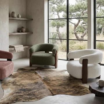 Fauteuil Bocks Be lovely en notenhout - Be Lovely beige 170, Ophalen of Verzenden, Nieuw